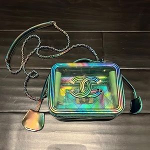 CHANEL Iridescent Rainbow Patent Leather Crossbody Bag